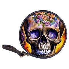 Skull With Flowers - Day Of The Dead Classic 20-cd Wallets by GardenOfOphir