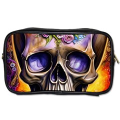 Skull With Flowers - Day Of The Dead Toiletries Bag (one Side) by GardenOfOphir