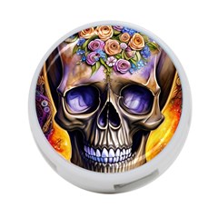 Skull With Flowers - Day Of The Dead 4-port Usb Hub (one Side) by GardenOfOphir