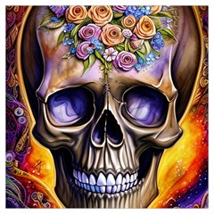 Skull With Flowers - Day Of The Dead Lightweight Scarf  by GardenOfOphir