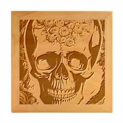 Skull With Flowers - Day Of The Dead Wood Photo Frame Cube by GardenOfOphir