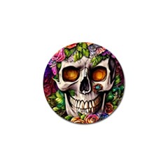 Gothic Skull With Flowers - Cute And Creepy Golf Ball Marker (4 Pack) by GardenOfOphir