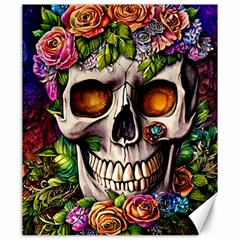 Gothic Skull With Flowers - Cute And Creepy Canvas 20  X 24  by GardenOfOphir