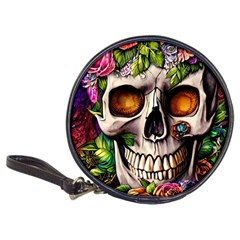 Gothic Skull With Flowers - Cute And Creepy Classic 20-cd Wallets by GardenOfOphir