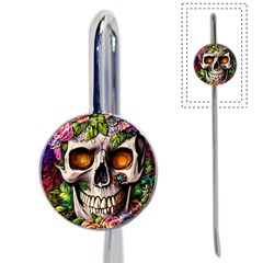 Gothic Skull With Flowers - Cute And Creepy Book Mark by GardenOfOphir