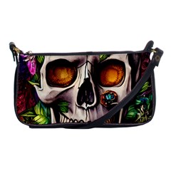 Gothic Skull With Flowers - Cute And Creepy Shoulder Clutch Bag by GardenOfOphir