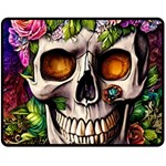 Gothic Skull With Flowers - Cute And Creepy Fleece Blanket (Medium) 60 x50  Blanket Front