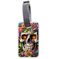 Gothic Skull With Flowers - Cute And Creepy Luggage Tag (one Side) by GardenOfOphir