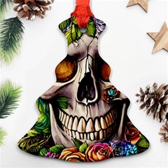 Gothic Skull With Flowers - Cute And Creepy Ornament (christmas Tree) 