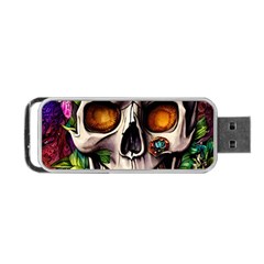 Gothic Skull With Flowers - Cute And Creepy Portable Usb Flash (one Side) by GardenOfOphir