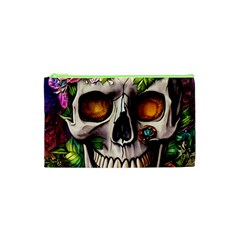 Gothic Skull With Flowers - Cute And Creepy Cosmetic Bag (xs) by GardenOfOphir