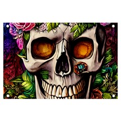 Gothic Skull With Flowers - Cute And Creepy Banner And Sign 6  X 4  by GardenOfOphir