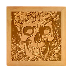 Gothic Skull With Flowers - Cute And Creepy Wood Photo Frame Cube by GardenOfOphir