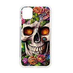 Gothic Skull With Flowers - Cute And Creepy Iphone 11 Tpu Uv Print Case by GardenOfOphir