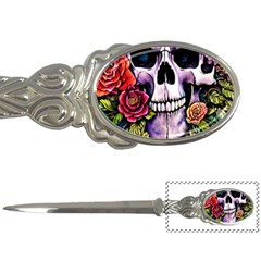 Sugar Skull With Flowers - Day Of The Dead Letter Opener by GardenOfOphir