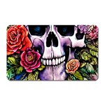 Sugar Skull With Flowers - Day Of The Dead Magnet (Rectangular) Front