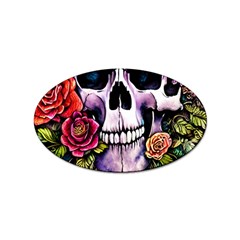 Sugar Skull With Flowers - Day Of The Dead Sticker Oval (100 Pack) by GardenOfOphir