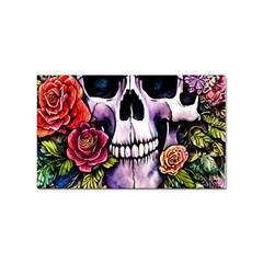 Sugar Skull With Flowers - Day Of The Dead Sticker Rectangular (10 Pack) by GardenOfOphir