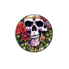 Sugar Skull With Flowers - Day Of The Dead Hat Clip Ball Marker (10 Pack) by GardenOfOphir