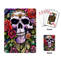 Sugar Skull With Flowers - Day Of The Dead Playing Cards Single Design (rectangle) by GardenOfOphir