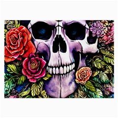 Sugar Skull With Flowers - Day Of The Dead Large Glasses Cloth (2 Sides) by GardenOfOphir