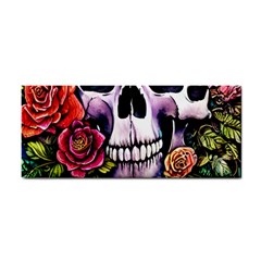 Sugar Skull With Flowers - Day Of The Dead Hand Towel by GardenOfOphir