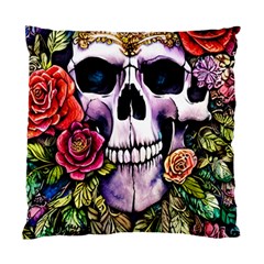 Sugar Skull With Flowers - Day Of The Dead Standard Cushion Case (two Sides) by GardenOfOphir