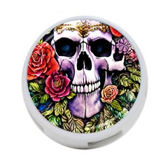 Sugar Skull With Flowers - Day Of The Dead 4-port Usb Hub (one Side) by GardenOfOphir