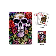 Sugar Skull With Flowers - Day Of The Dead Playing Cards Single Design (mini)