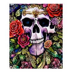 Sugar Skull With Flowers - Day Of The Dead Shower Curtain 60  X 72  (medium)  by GardenOfOphir