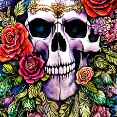 Sugar Skull With Flowers - Day Of The Dead Play Mat (rectangle) by GardenOfOphir