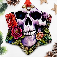 Sugar Skull With Flowers - Day Of The Dead Ornament (snowflake)