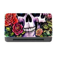 Sugar Skull With Flowers - Day Of The Dead Memory Card Reader With Cf by GardenOfOphir