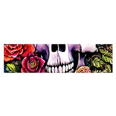 Sugar Skull With Flowers - Day Of The Dead Oblong Satin Scarf (16  X 60 ) by GardenOfOphir