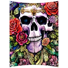 Sugar Skull With Flowers - Day Of The Dead Back Support Cushion by GardenOfOphir