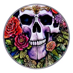 Sugar Skull With Flowers - Day Of The Dead Wireless Fast Charger(white) by GardenOfOphir