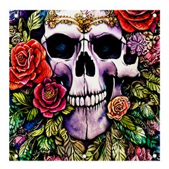 Sugar Skull With Flowers - Day Of The Dead Banner And Sign 4  X 4  by GardenOfOphir