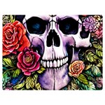 Sugar Skull With Flowers - Day Of The Dead Premium Plush Fleece Blanket (Extra Small) 40 x30  Blanket Front