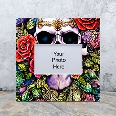 Sugar Skull With Flowers - Day Of The Dead White Box Photo Frame 4  X 6  by GardenOfOphir