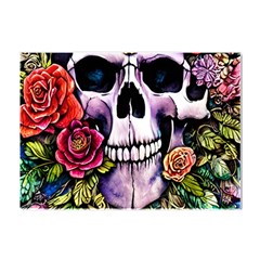 Sugar Skull With Flowers - Day Of The Dead Crystal Sticker (a4) by GardenOfOphir