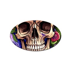 Retro Gothic Skull With Flowers - Cute And Creepy Sticker Oval (10 Pack) by GardenOfOphir