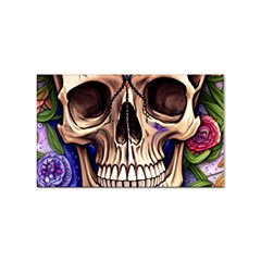 Retro Gothic Skull With Flowers - Cute And Creepy Sticker Rectangular (100 Pack) by GardenOfOphir