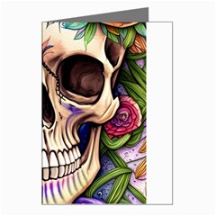 Retro Gothic Skull With Flowers - Cute And Creepy Greeting Cards (pkg Of 8)