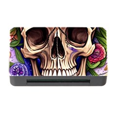 Retro Gothic Skull With Flowers - Cute And Creepy Memory Card Reader With Cf by GardenOfOphir