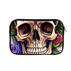 Retro Gothic Skull With Flowers - Cute And Creepy Apple Macbook Pro 13  Zipper Case by GardenOfOphir