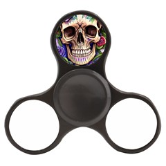 Retro Gothic Skull With Flowers - Cute And Creepy Finger Spinner by GardenOfOphir