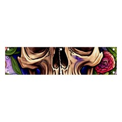 Retro Gothic Skull With Flowers - Cute And Creepy Banner And Sign 4  X 1  by GardenOfOphir