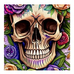 Retro Gothic Skull With Flowers - Cute And Creepy Banner And Sign 4  X 4  by GardenOfOphir