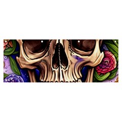 Retro Gothic Skull With Flowers - Cute And Creepy Banner And Sign 8  X 3 