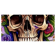 Retro Gothic Skull With Flowers - Cute And Creepy Banner And Sign 8  X 4  by GardenOfOphir